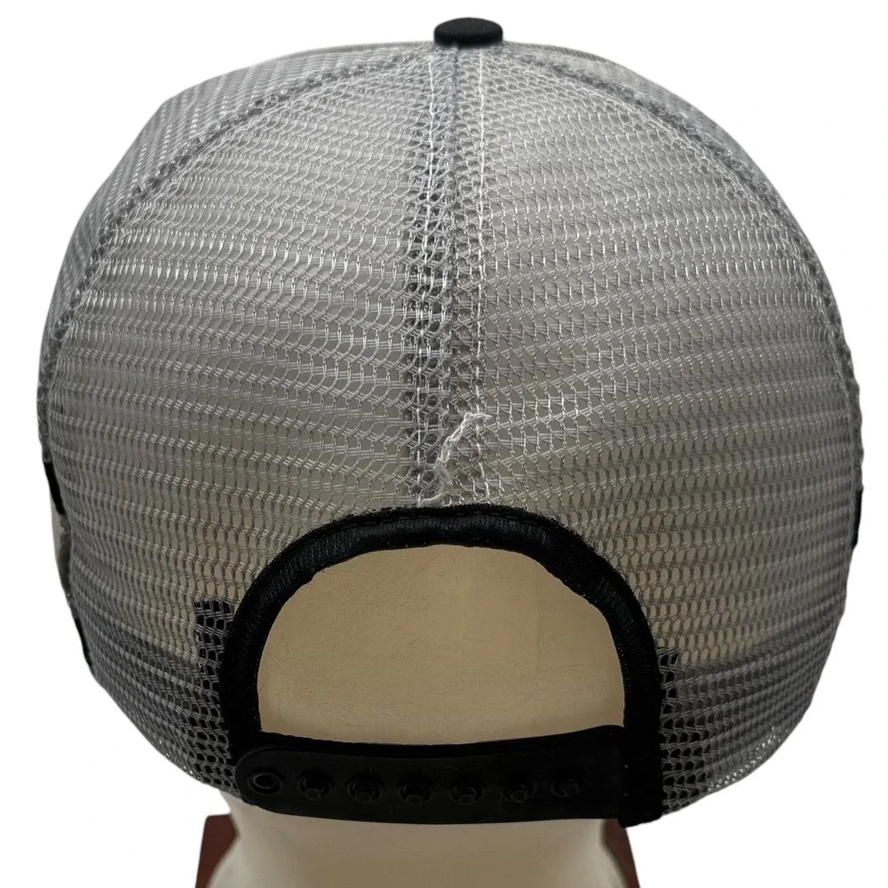 Woods‎ Vintage Trucker Hat Gray Black Mesh Snapback Striped Graphic Cap